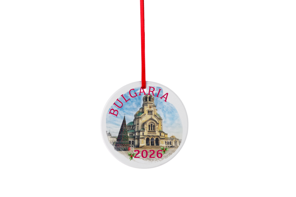 Alexander Nevsky Cathedral Christmas Ornament โ Sofia, Bulgaria | 2026 | Red English
