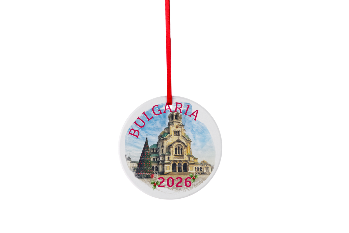 Alexander Nevsky Cathedral Christmas Ornament — Sofia, Bulgaria | 2026 | Red English